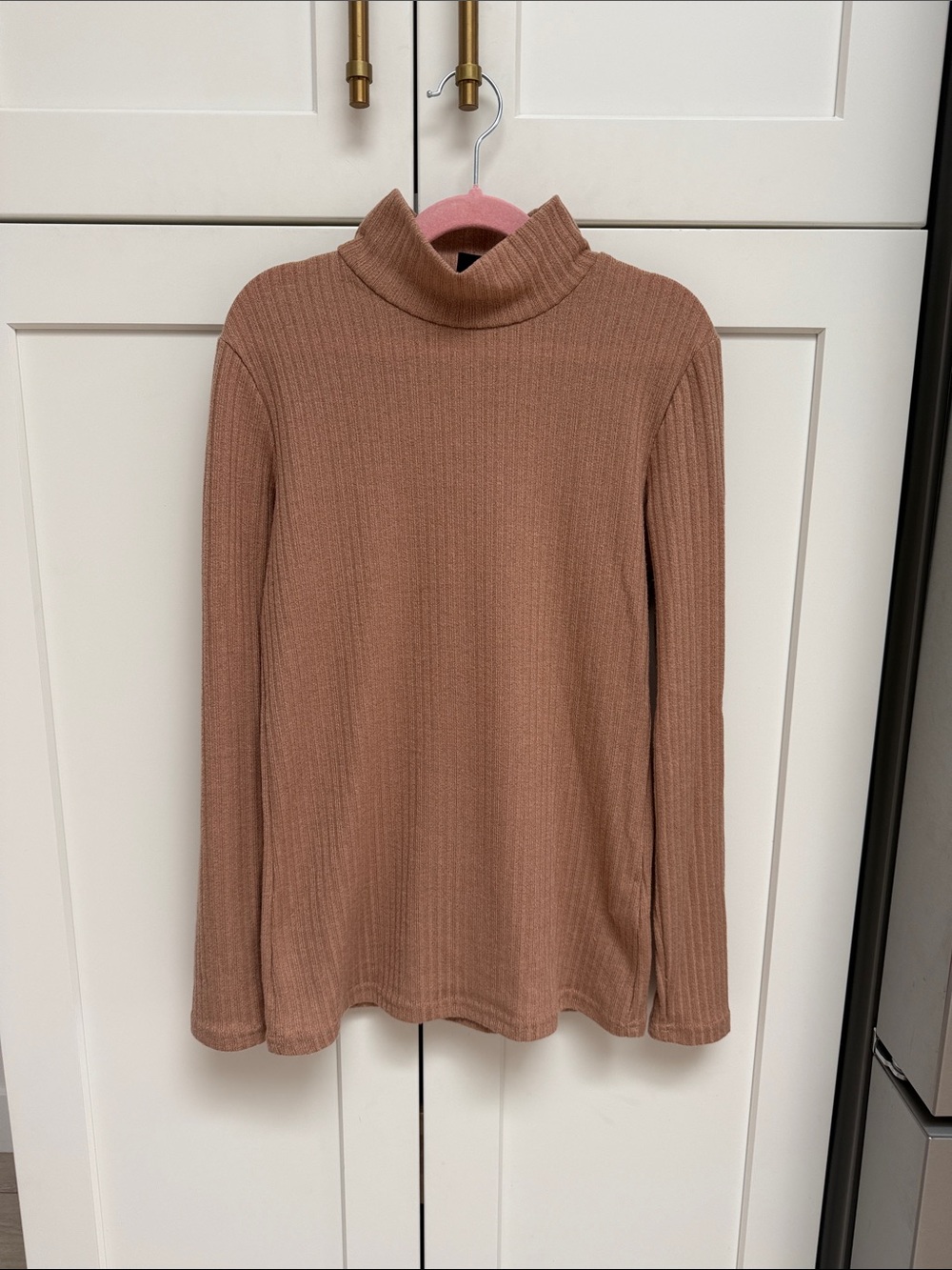 SHEIN Ribbed Mock Neck Top in Dusty Rose